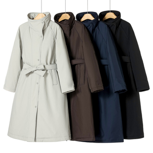 摁扣系腰带机场风立领羽绒服323 芊冬装 新设计风衣式 申