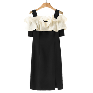 轻奢感名媛吊带露肩短袖 899西湖阁老 莫Y 夏装 连衣裙763 修身