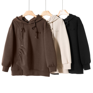 春季 漠 纽扣收褶开叉宽松连帽卫衣782 30.1%粘纤 559