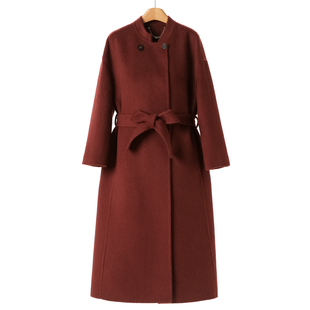 10%骆驼绒 亿 冬装 立领澳毛开叉长毛双面呢丝绒大衣051 桑蚕丝