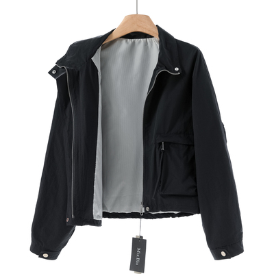 699 45%锦纶【兰】春装 休闲风立领拉链含棉短款外套557