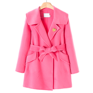 冬季 莫Y 无扣系腰带绵羊毛双面呢大衣733 4%山羊绒 2599