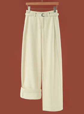 西湖阁老【葛】当季冬装 高腰后松紧加绒保暖醋酸羊毛阔腿裤561