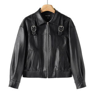 春季 双肩书包扣带软面PU拉链外套251 55%粘纤 659