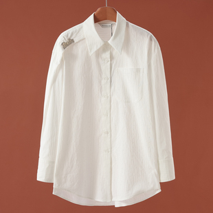 水钻字母扣宽松舒适烫钻条衬衫 569 春装 序 335 41%锦纶