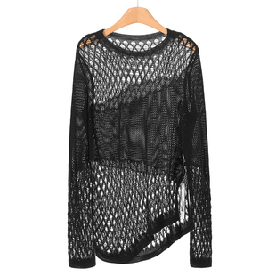 72%莱赛尔 辣妹镂空开叉针织衫 27%醋纤 26春装 934 莫Y 569