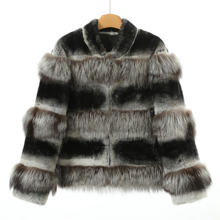 冬装 当季 轻奢银狐狸毛拼接獭兔皮草外套005 韦 西湖阁老