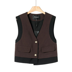 春季 假两件拼接V领撞色马甲外套282 漠 659西湖阁老