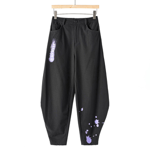印胶拼色字母休闲萝卜裤 春季 521 579西湖阁老