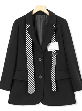 西湖阁老【华H】春装 条纹领带半开叉单排扣西服外套705