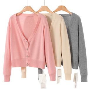 慵懒休闲针织衫 539过西湖阁老30%羊毛 深V领开衫 春装 398 熠