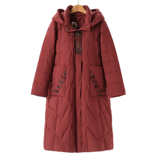 3200鹅绒服 冬装 绍 中国结门襟刺绣连帽羽绒服631 缘纳YL
