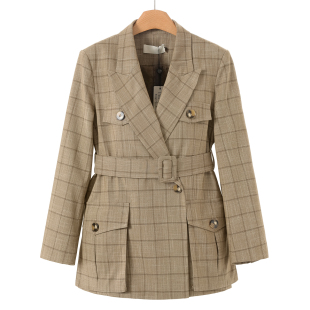 翻盖方袋开叉西装 999西湖阁老 系腰带修身 春装 外套565 栖