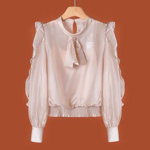 纯欲风假两件系带套头衬衫 春季 997 蕾 659西湖阁老