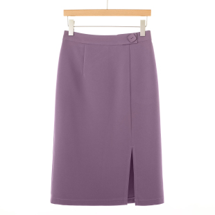 绍 春装 气质直筒纽扣高腰开叉一步半身裙101 萌 西湖阁老