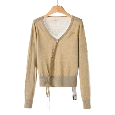 499西湖阁老【HO】春季*绍 V领套头假两件拼接抽身毛针织衫245