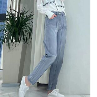 高挑纹理棉质牛仔裤 西湖阁老 俏皮 春季 SJ002