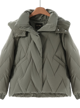 1699西湖阁老【兰】冬装 松紧束口插肩袖连帽羽绒服661