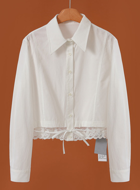 639 50%天丝【境】春装 抽绳摆刺绣蕾丝拼接衬衫705