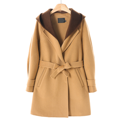 2399 100绵羊毛【莫Y】冬季 可脱卸连帽拼色双面呢大衣363