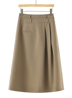 西湖阁老【AK】韩货春季 拼接高腰不对称设计A字版半身裙561