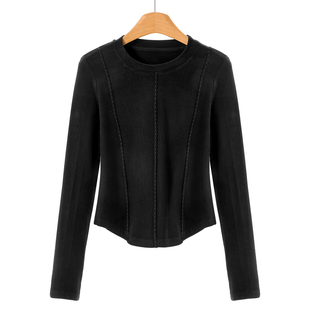 冬装 莫Y 磨毛针织藕节绣弹力棉质T恤322 64%粘纤 439