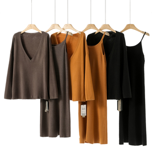 宽松V领针织衫 春冬 吊带连衣裙两件套062 兰 869西湖阁老