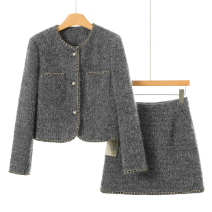 俪 防走光短裙金属丝小香风套装 当季 外套 739 冬装 西湖阁老