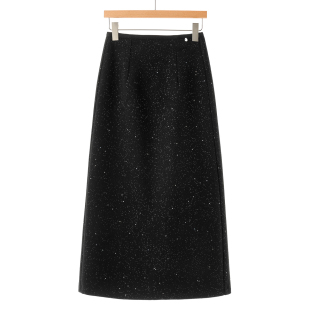 高腰含羊毛开叉带闪片半身裙601 冬装 399西湖阁老 熠