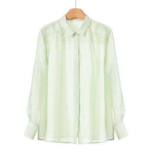 春装 499 85%醋酸 氐 123 宽松休闲暗门襟扣舒适衬衫