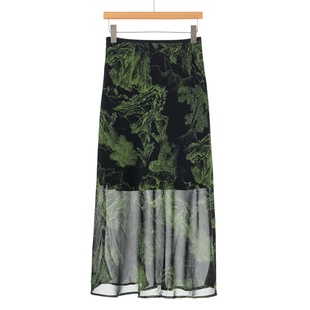 春装 松紧高腰侧摆开叉雪纺半身裙207 氐 609西湖阁老