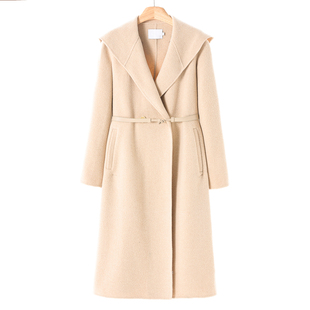 3999 莫Y 冬季 皮质腰带绵羊毛双面呢大衣413 10%桑蚕丝