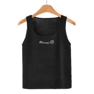 春装 栖 U领套头简约玫瑰字母针织背心705 64%粘纤 399