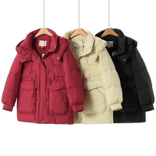 纯色中长款 1799西湖阁老 连帽立领插肩袖 冬装 羽绒服171 栖