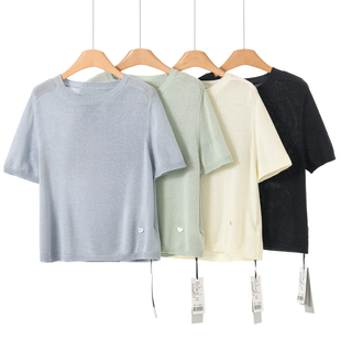 侧摆爱心扣针织衫 369 108 插肩短袖 春装 54%粘纤 卡拉