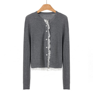 31%锦纶 针织衫 芙 蕾丝花边含绵羊毛开衫 277 春装 659