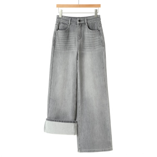 棉质磨毛柔软高腰微喇阔腿牛仔裤 冬装 863 莫Y 699西湖阁老