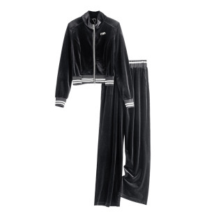 佐 套装 春季 松紧阔腿裤 L855 带垫肩上衣 西湖阁老