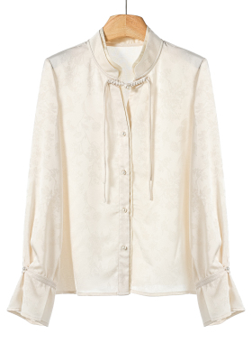 479 80%莱赛尔纤维【卡拉】春季 盘扣新中式喇叭袖提花衬衫801