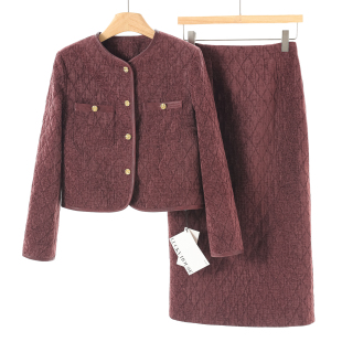 幸 包臀长裙轻奢感套装 春季 圆领单排扣外套 102 绍 西湖阁老