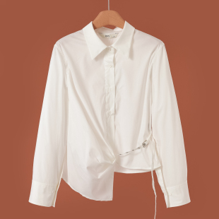 衬衫 569西湖阁老 收褶不规则系带收腰温柔法式 春装 214 熠