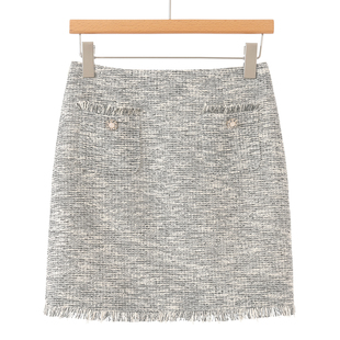 毛条边流苏辣妹包臀高腰短裙662 春装 569西湖阁老 栖