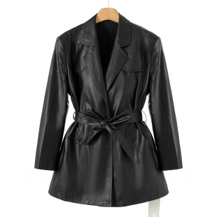 兹 领气质中长款 春装 西装 PU皮质外套390 绍 659西湖阁老