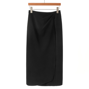 开叉不规则H型收褶高腰半身裙190 春装 579西湖阁老 兹