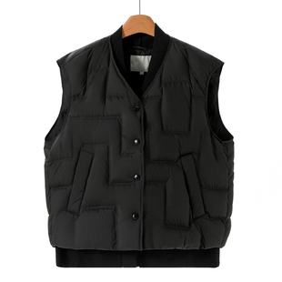 针织拼接假两件V领马甲羽绒服676 冬装 1599西湖阁老 栖