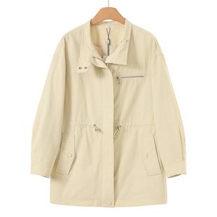 春装 569 40%锦纶 佑 抽绳收腰拉链立领宽松风衣外套027 绍