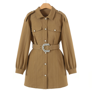 绍 春装 韩系重工嵌珠收腰含棉风衣外套389 兹 759西湖阁老