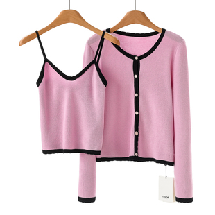 吊带 399西湖阁老 修身 春装 拼接针织外套两件套132