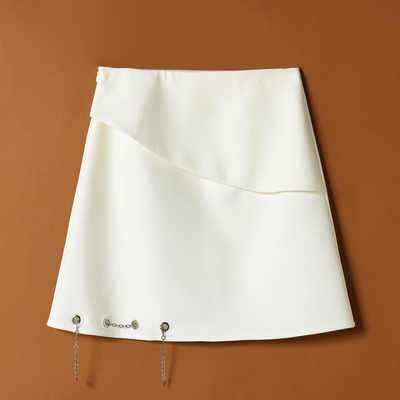 西湖阁老【AL】春装*绍 圆环扣链条包臀显长腿短裙211