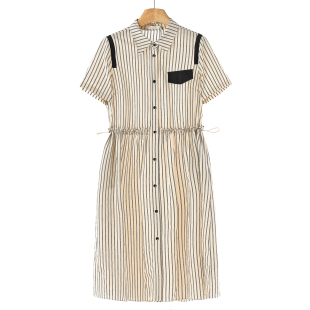 夏装 栖 条纹衬衫 式 天丝连衣裙533弜 699 收腰短袖 87%再生纤维